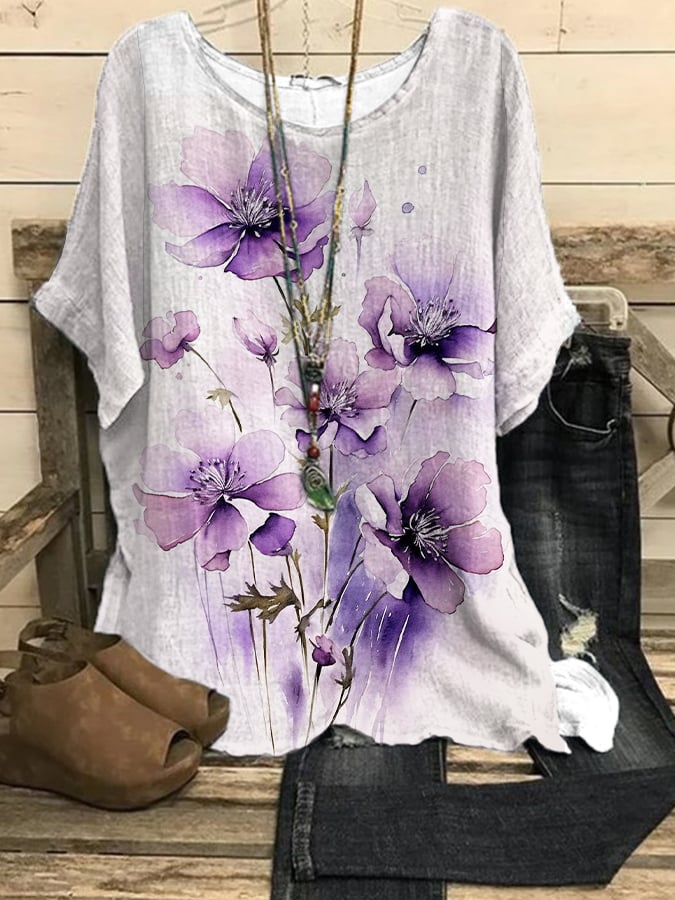 Women's Alzheimer's Awareness Floral Casual Top