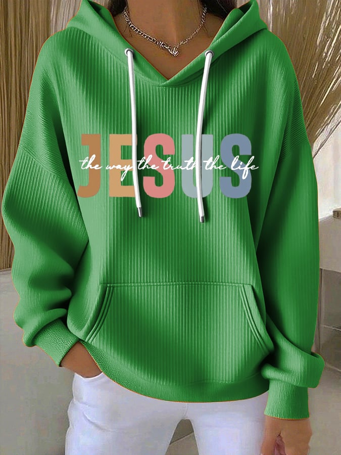 Women's Casual Faith Ribbed Hoodie