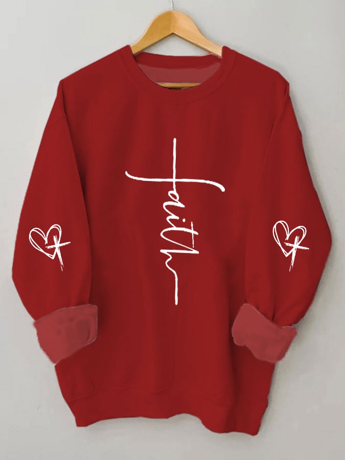 Women's Faith Love Cross Print Sweatshirt