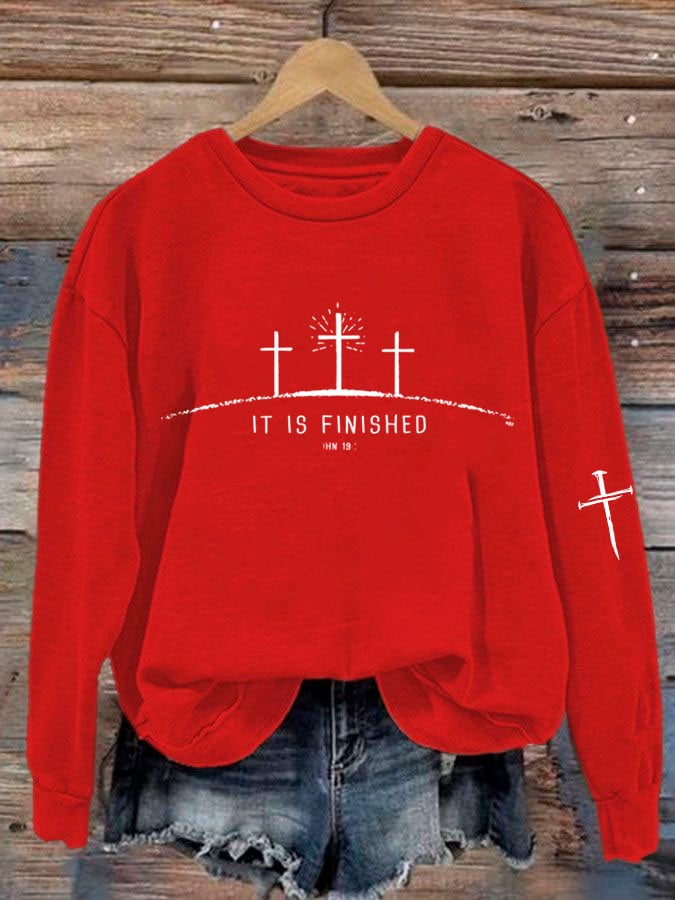 Women'S It Is Finished Print Sweatshirt