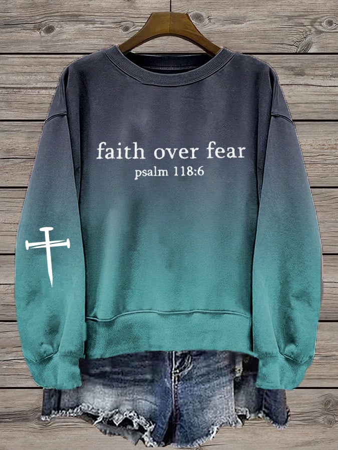 Women'S Faith Print Crew Neck Sweatshirt