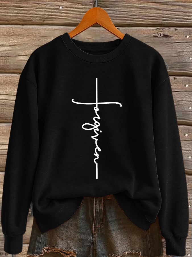 Women's Retro Forgiveness Faith Print Sweatshirt
