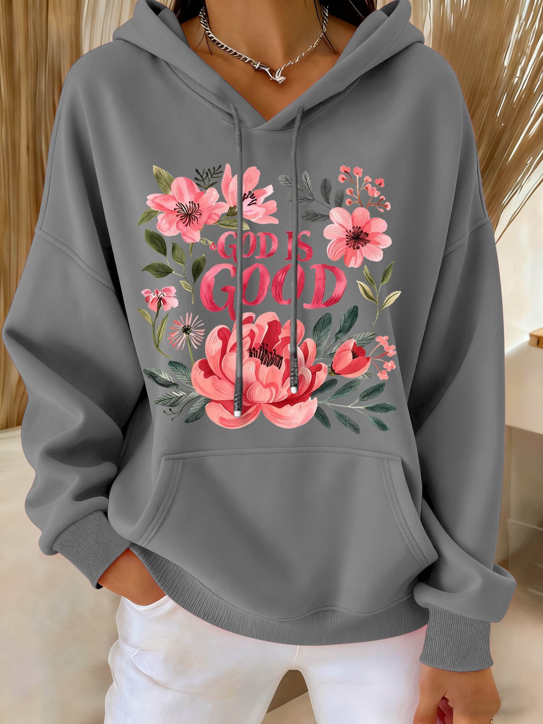 Women's Casual Floral Faith Cotton Sweatshirt