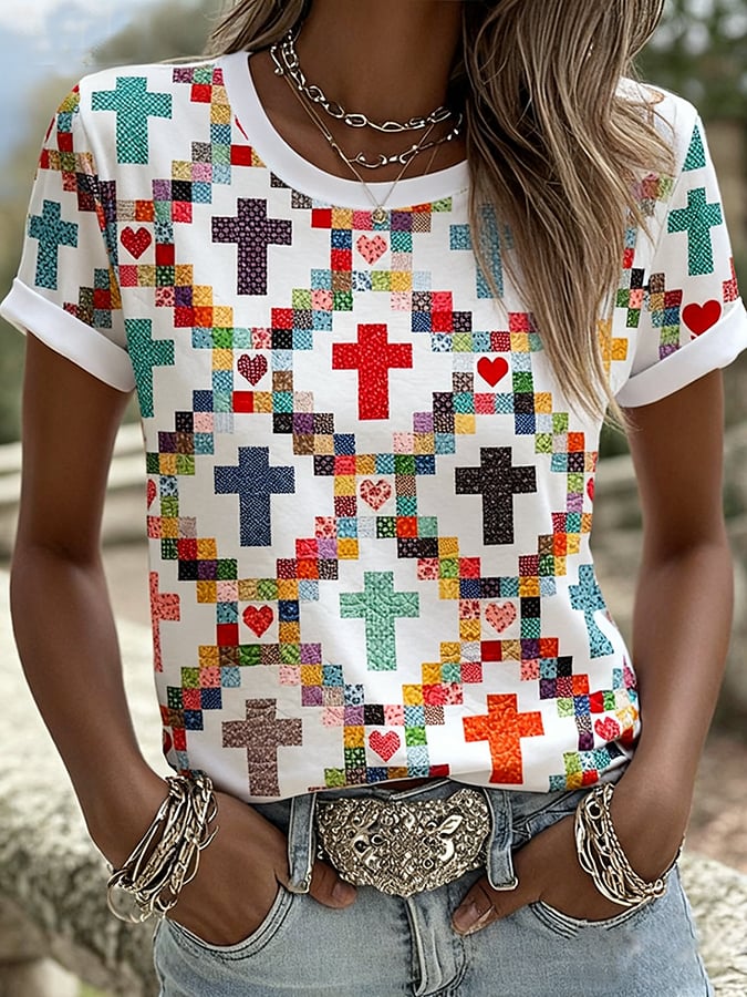 Women's Faith Print Round Neck T-Shirt