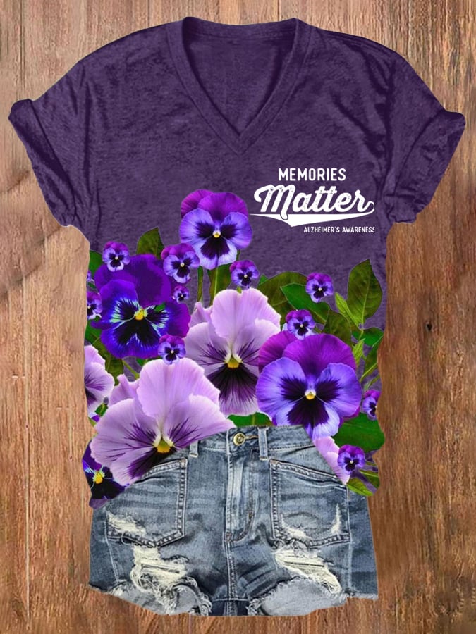 Women's Memories Matter Alzheimer'S Awareness Print T-shirt