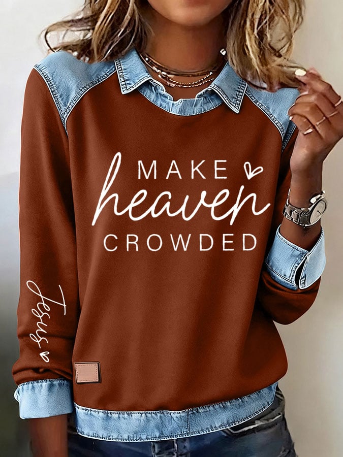 Women's Casual Faith Print Lapel Long Sleeve Top
