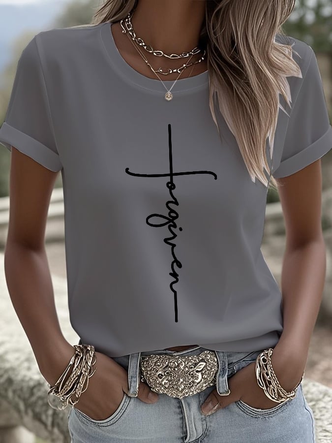 Women's Retro Forgiveness Faith Print T-Shirt