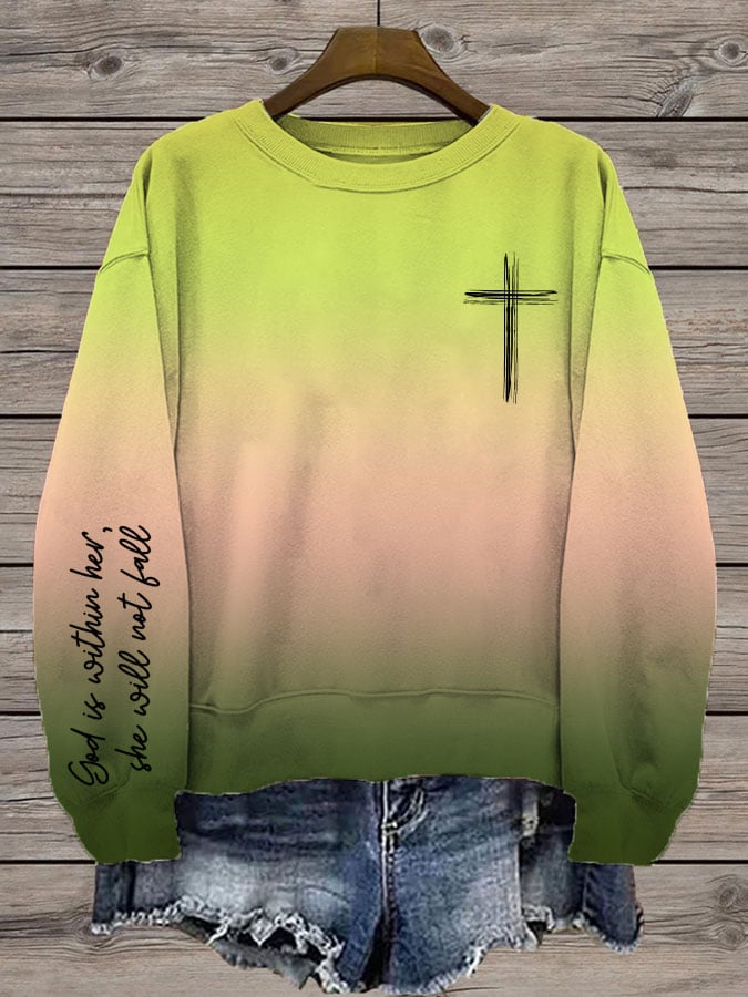 Women's Faith Print Crew Neck Sweatshirt