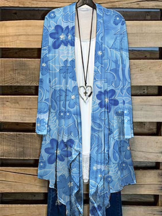 Women's Alzheimers Floral Print Casual Cardigan