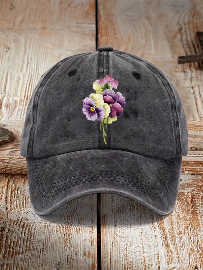 Unisex Distressed Washed Cotton Alzheimer's Awareness Printed Hat