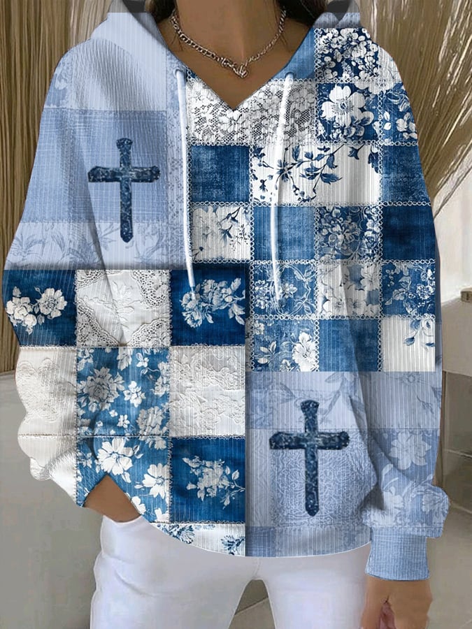Women's Floral Faith Art Print Hoodie