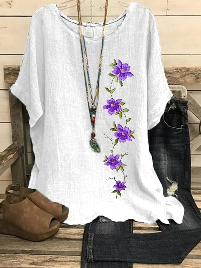 Women's Purple Flower Alzheimer's Awareness Support Shirt