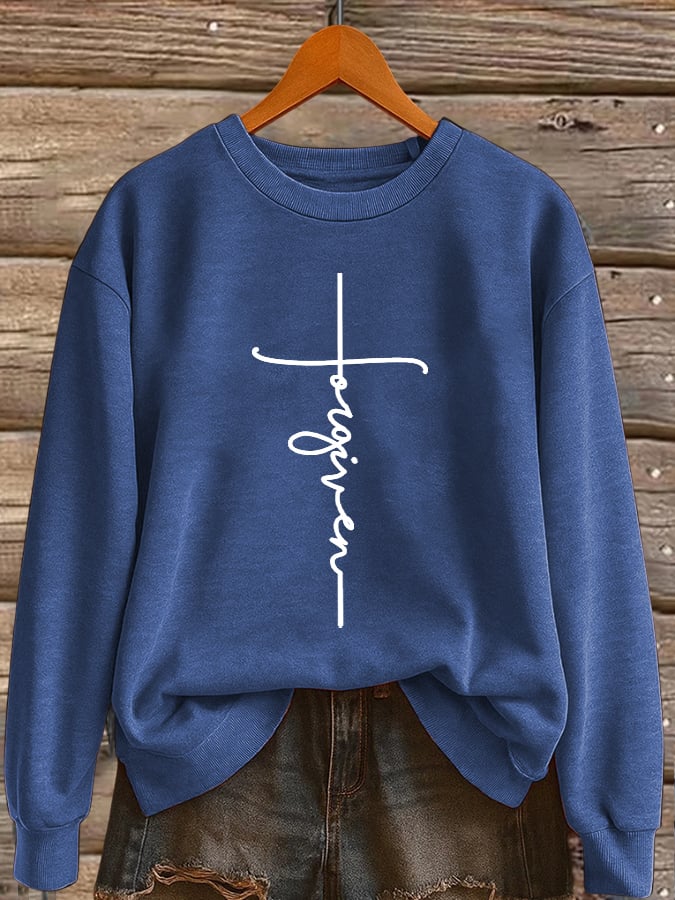 Women's Retro Forgiveness Faith Print Sweatshirt
