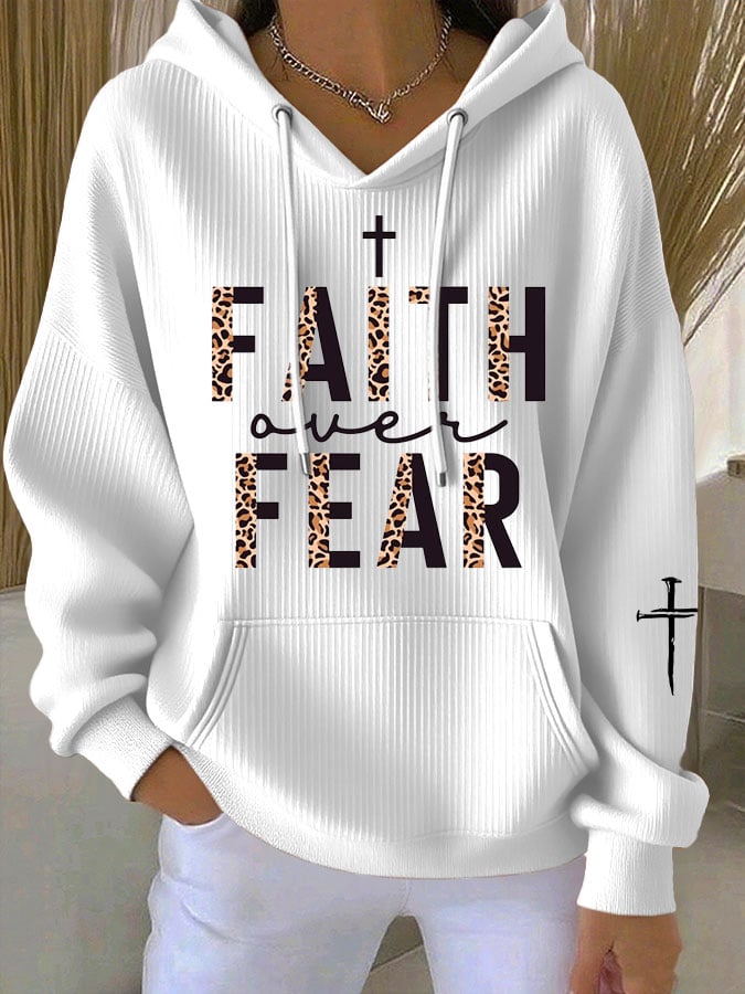 Women's Faith Over Fear Printed Casual Hoodie