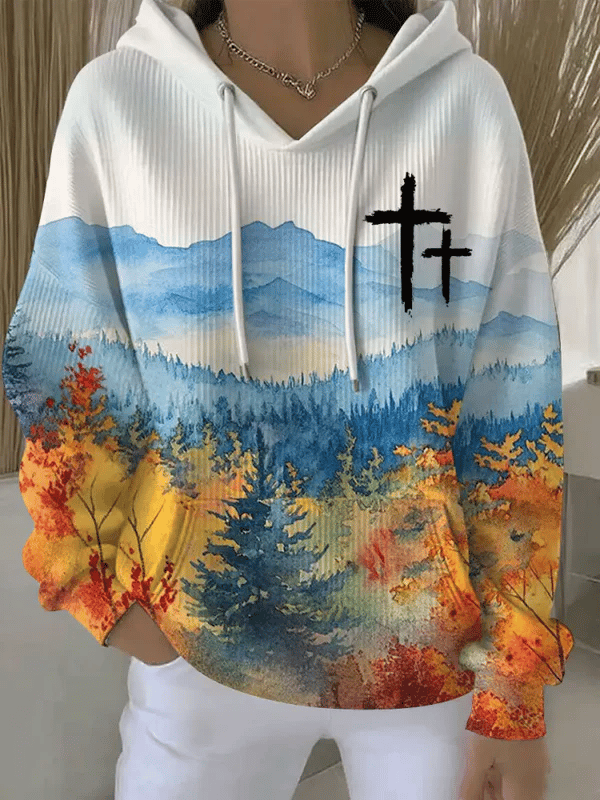 Women's Fall Faith Print Casual Sweatshirt