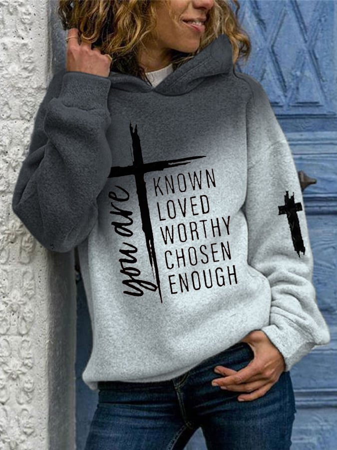 Women's You Are Known, Loved, Worthy, Chosen, Enough Print Casual Hoodie