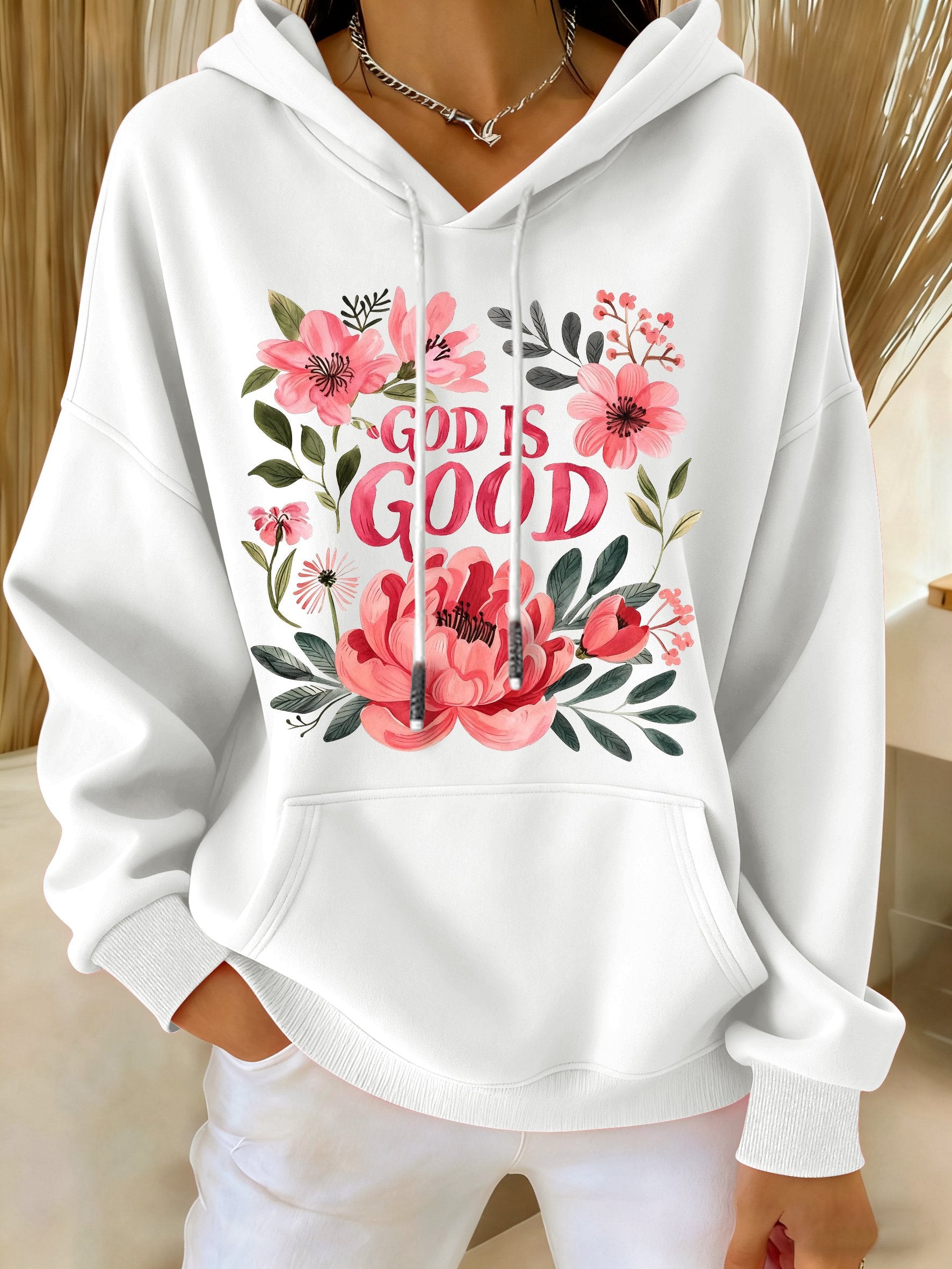 Women's Casual Floral Faith Cotton Sweatshirt