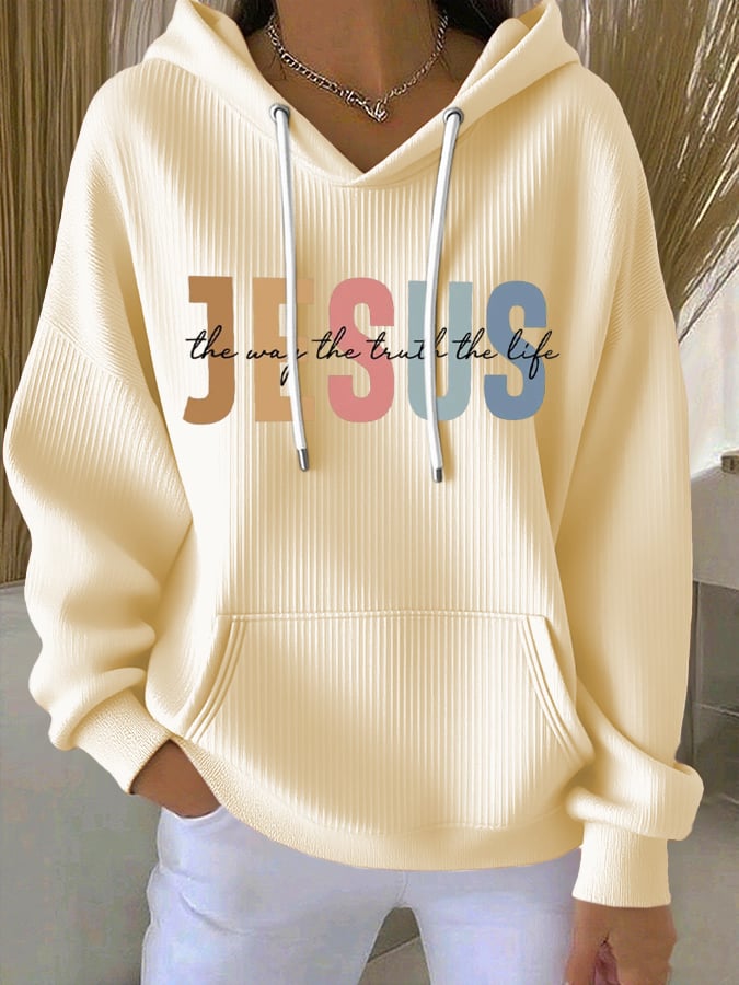 Women's Casual Faith Ribbed Hoodie