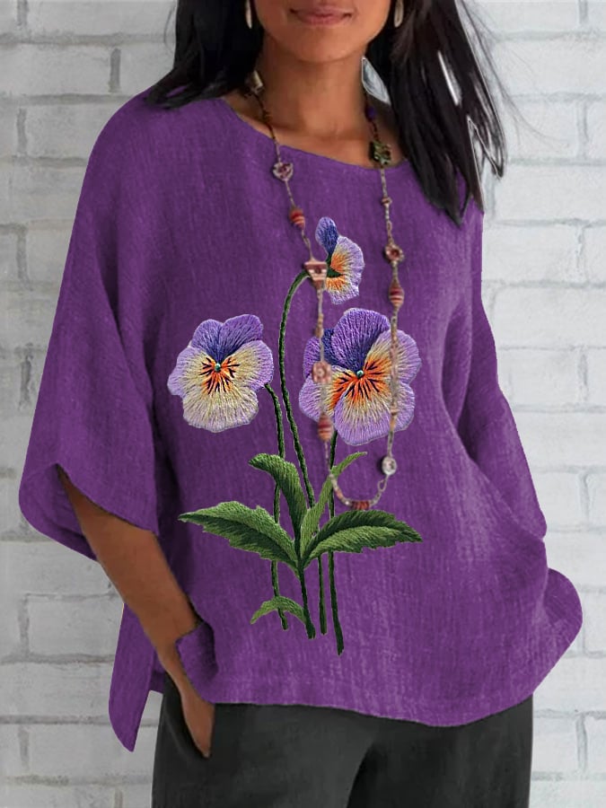 Women's Purple Flower Alzheimer's Awareness Support Shirt