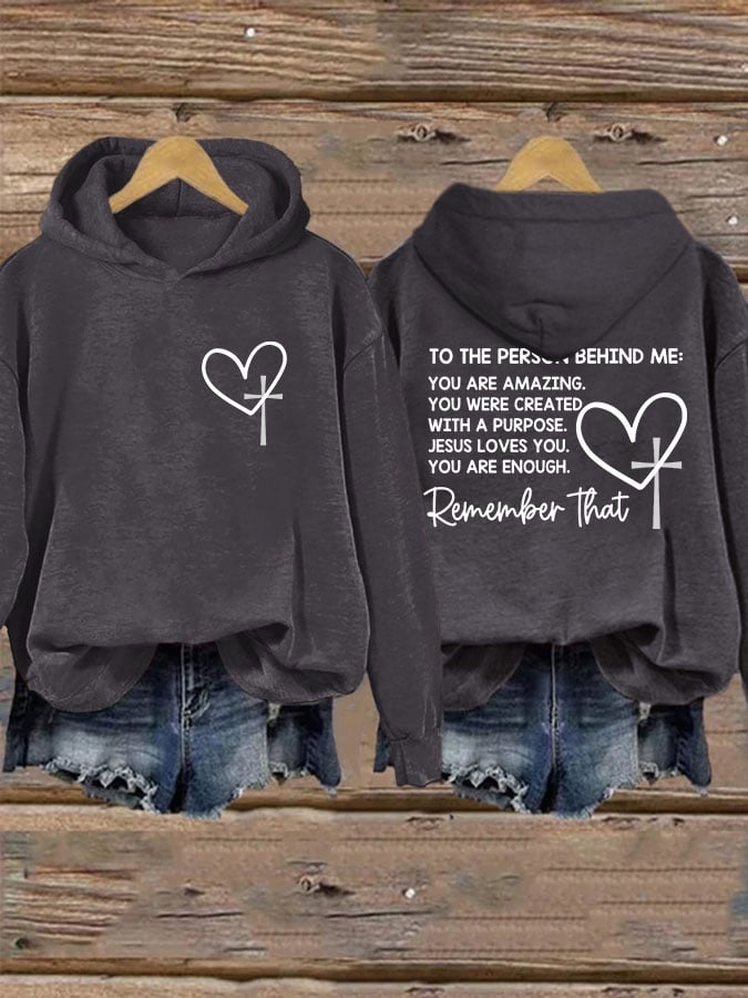 Women's Dear Person Behind Me Christian Print Casual Hoodie
