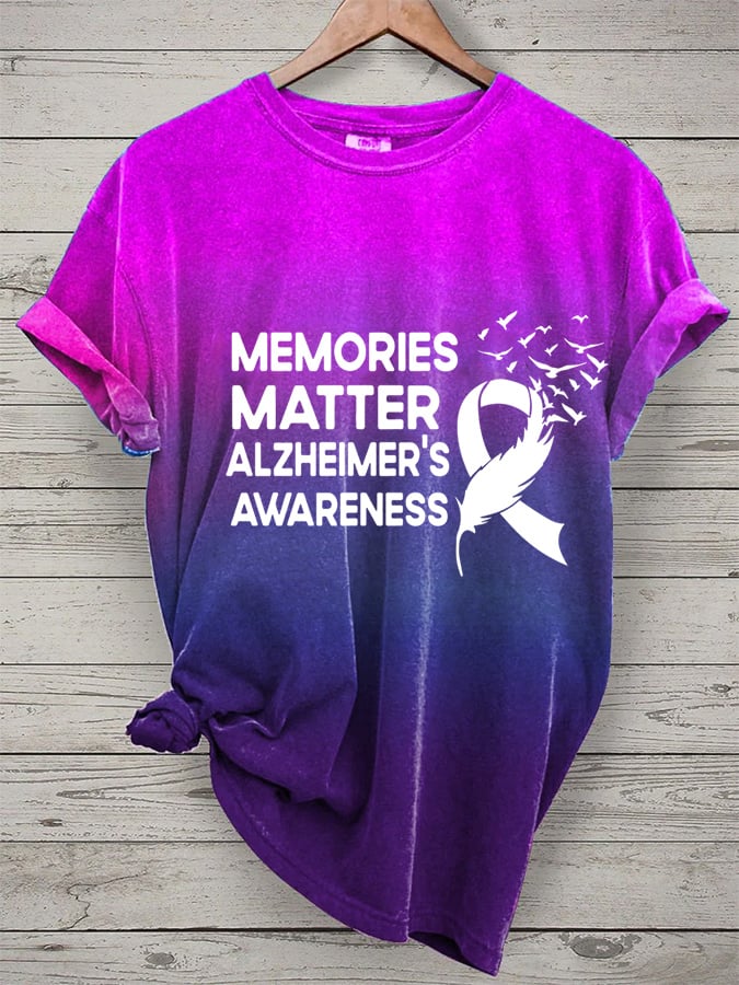 Women's Memories Matter Alzheimer's Awareness Print Casual T-Shirt