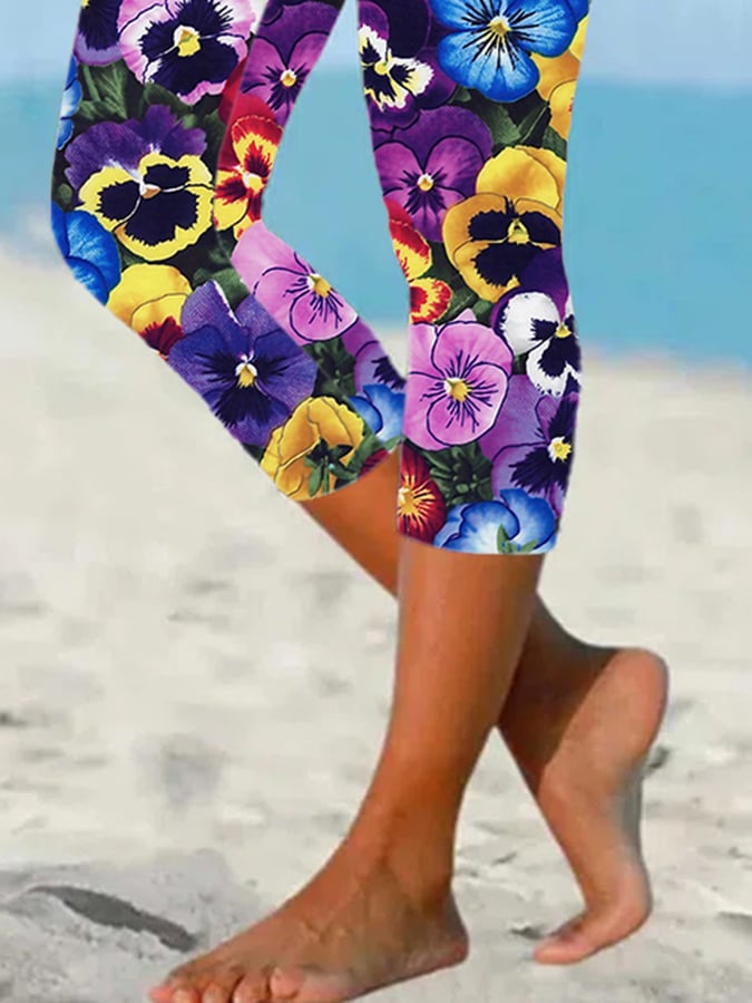 Women's Alzheimer's Forget-Not Floral Design Printed Leggings