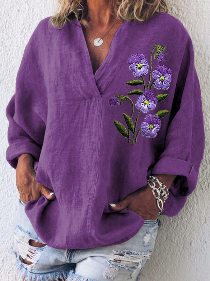Women's Purple Flower Alzheimer's Awareness Support Shirt