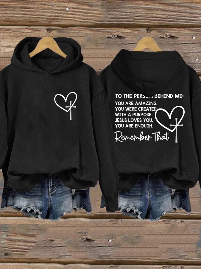 Women's Dear Person Behind Me Christian Print Casual Hoodie