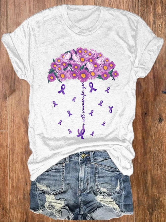 Women's Alzheimer's Print Casual T-Shirt