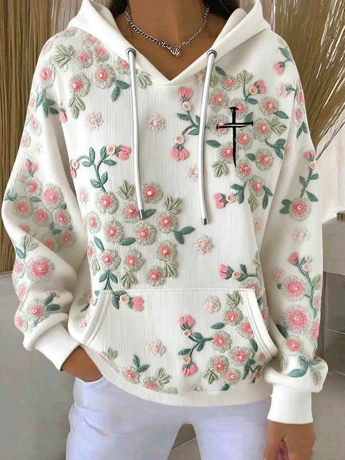 Women's Faith Floral Print Casual Sweatshirt