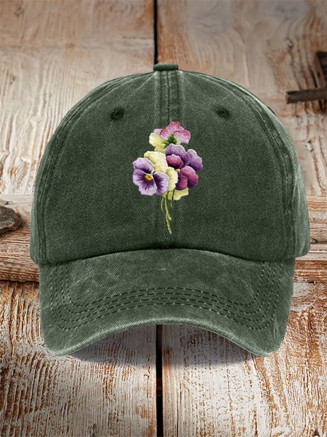 Unisex Distressed Washed Cotton Alzheimer's Awareness Printed Hat