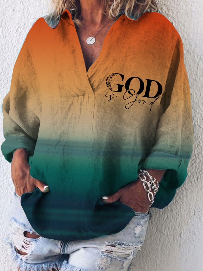 Women's Casual Gradient Faith Shirt