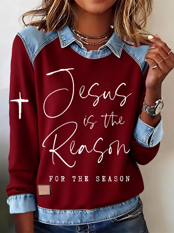 Women's Jesus Is The Reason For The Season  Print Sweatshirt