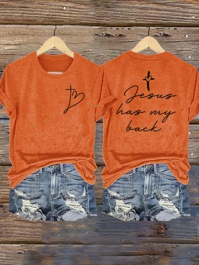 Women's Jesus Has My Back Print Shirt