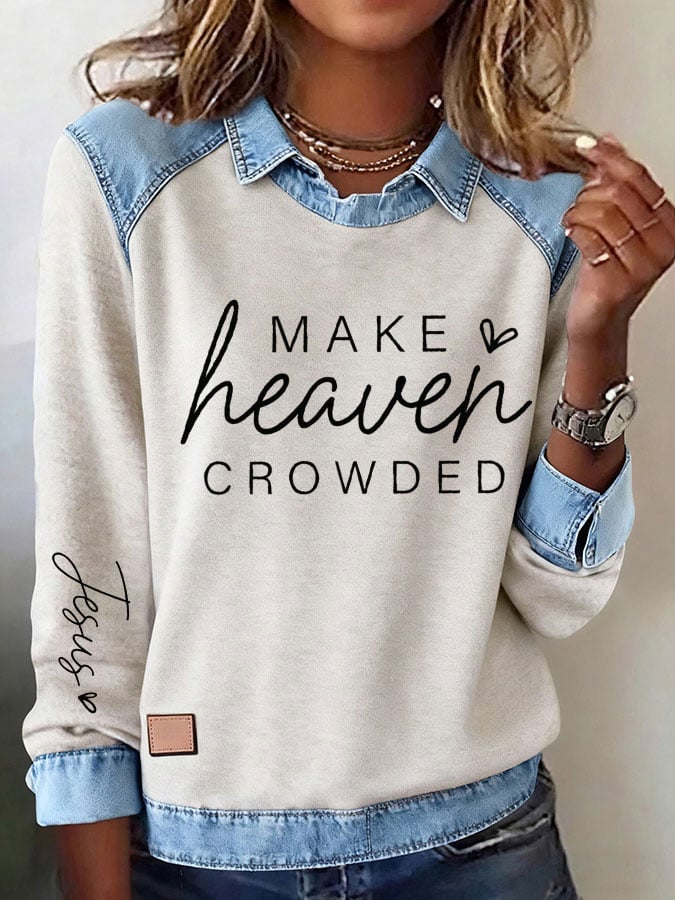 Women's Casual Faith Print Lapel Long Sleeve Top