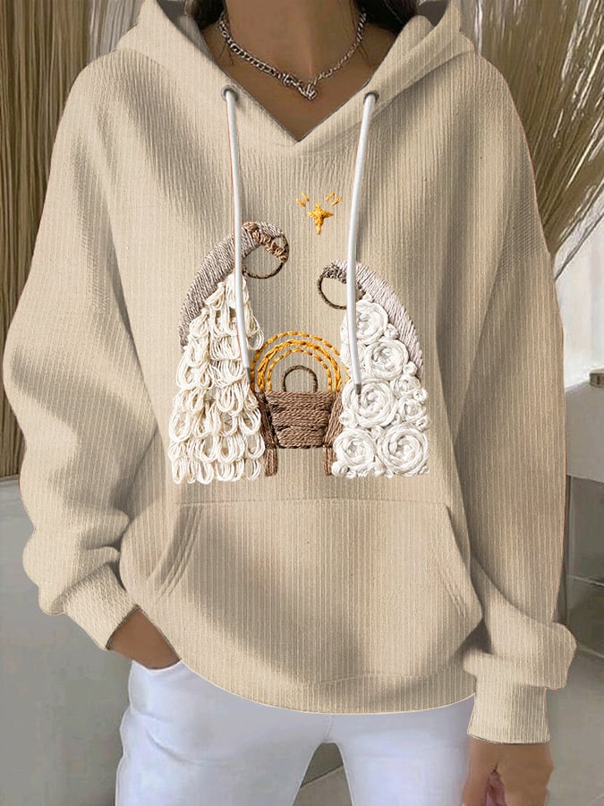 Women's Nativity Print Casual Sweatshirt