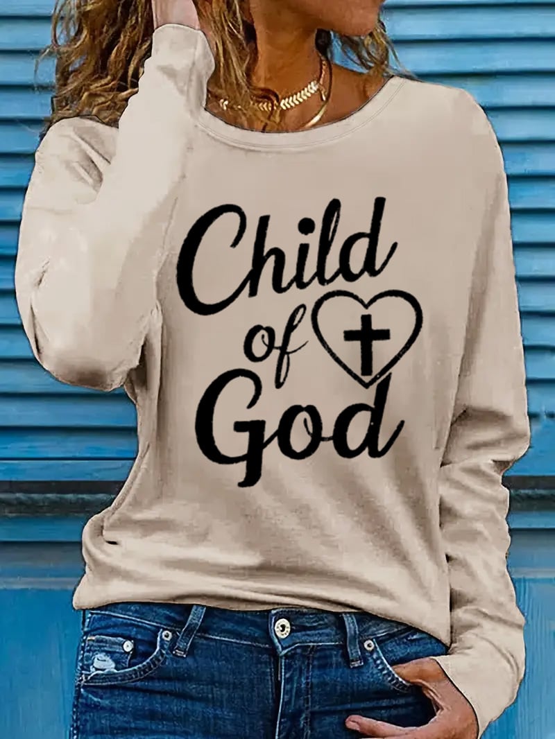 Women's Child Of God Cross Printed Long Sleeve T-Shirt
