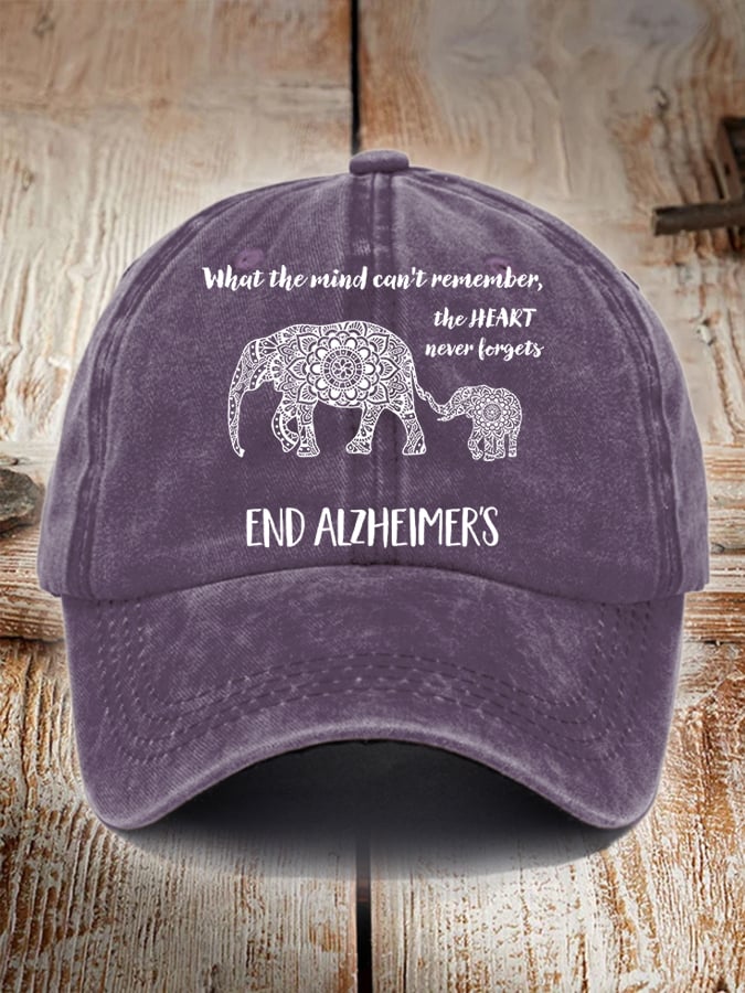 Unisex Distressed Washed Cotton Alzheimer's Disease Awareness Floral  Print Hat