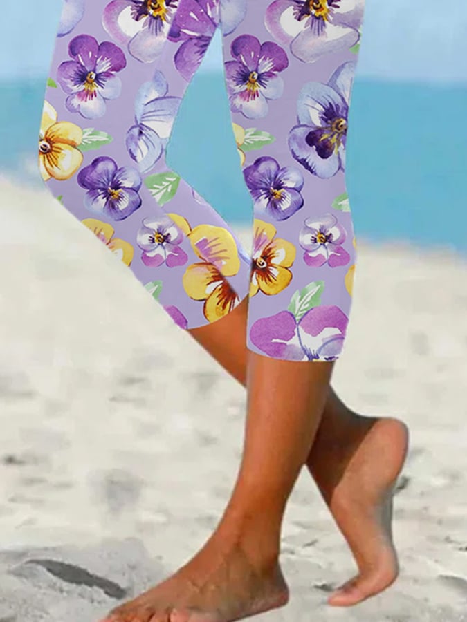 Women's Alzheimer's Forget-Not Floral Design Printed Leggings