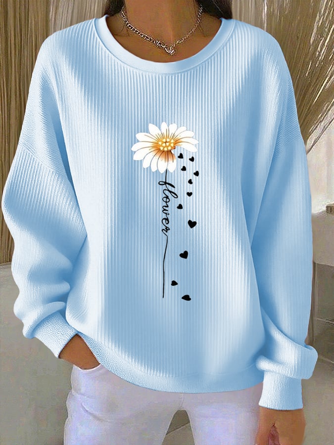 Women's Faith Print Knit Crew Neck Long Sleeve Top