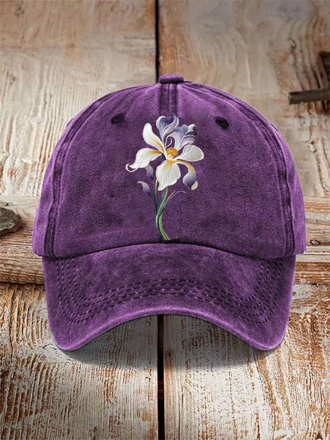 Unisex Distressed Washed Cotton Alzheimer's Awareness Printed Hat