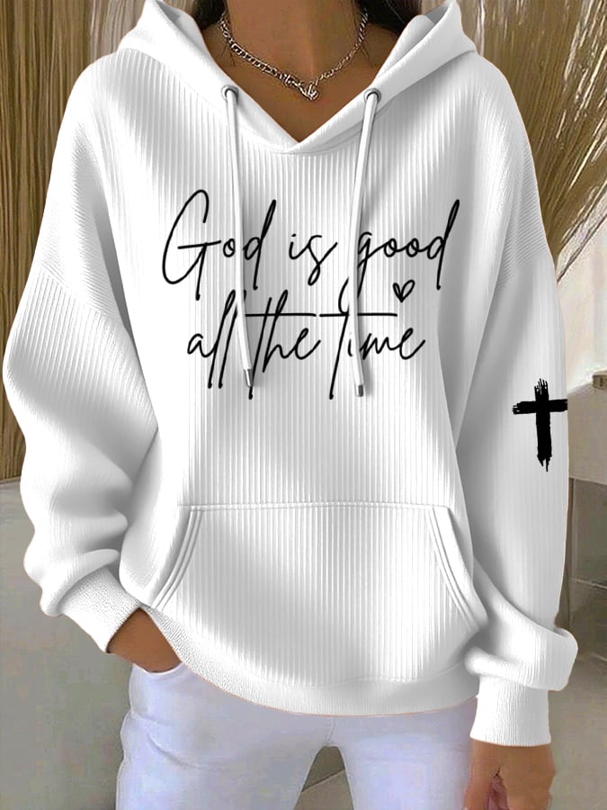Women's God Is Good All The Time Print Casual Hoodie