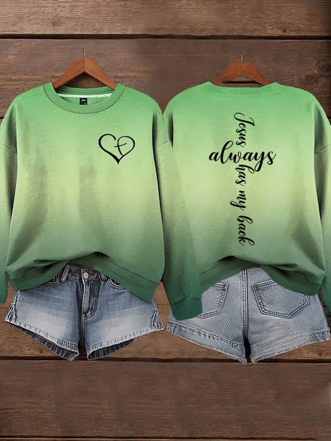 Women's Jesus Has My Back Print  Sweatshirts