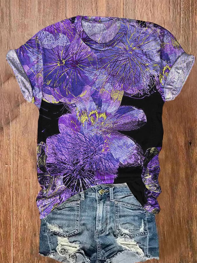 Women's Floral Print Casual T-Shirt