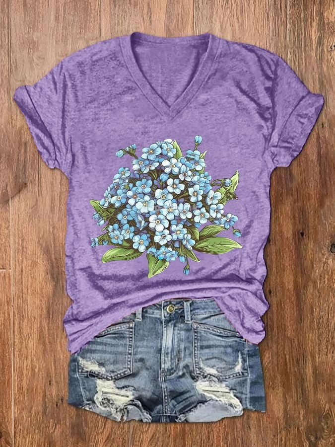 Women's Forget Me Not Flowers T-Shirt