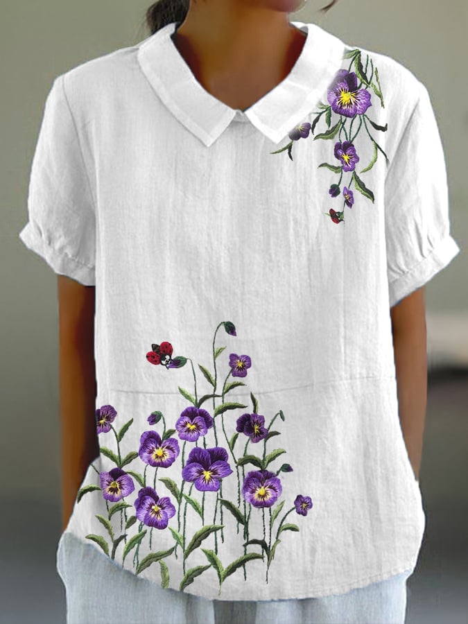 Women's Alzheimer'S Awareness Purple Flower Print  Casual Tops