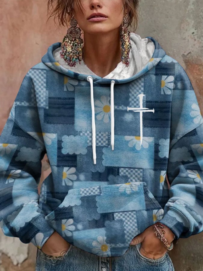 Women's Faith Print Casual Hoodie