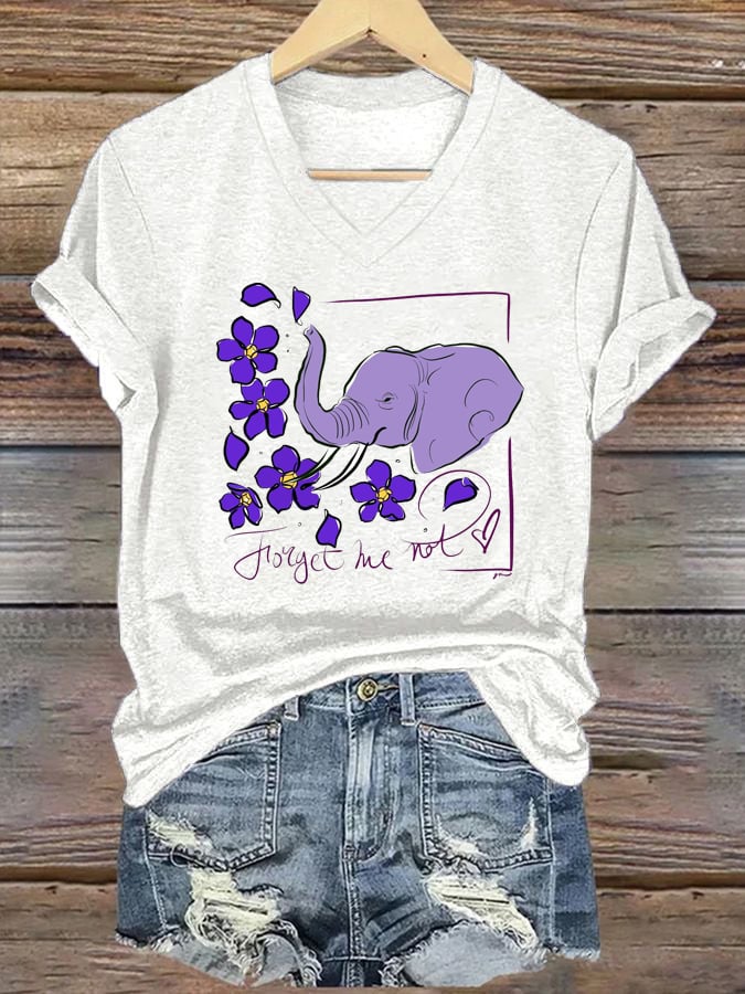 Women's Alzheimer's Awareness Print Short Sleeve T-Shirt