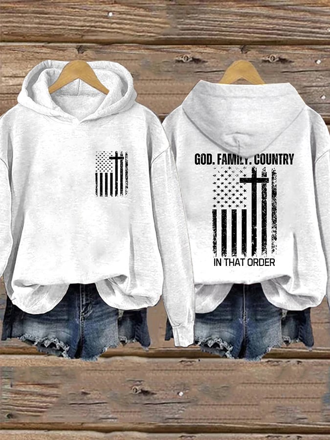 Women's God Family Country In That Order Print Casual Sweatshirt