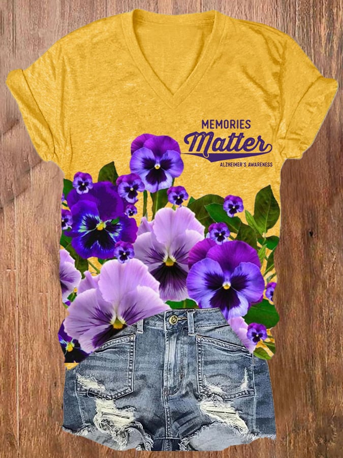 Women's Memories Matter Alzheimer'S Awareness Print T-shirt
